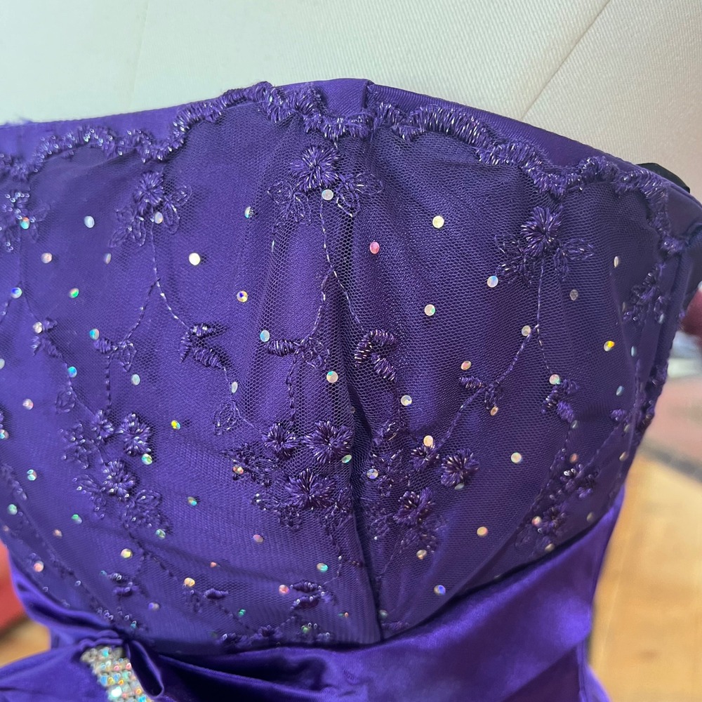 Vintage Jessica McClintock Purple Satin Bubble Dress Gunne Sax Sequin Size 1 - Picture 10 of 11